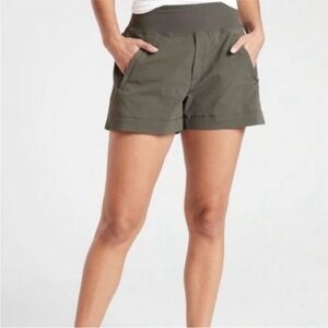 Athleta Trekkie North Athletic Shorts Olive Color Size 12